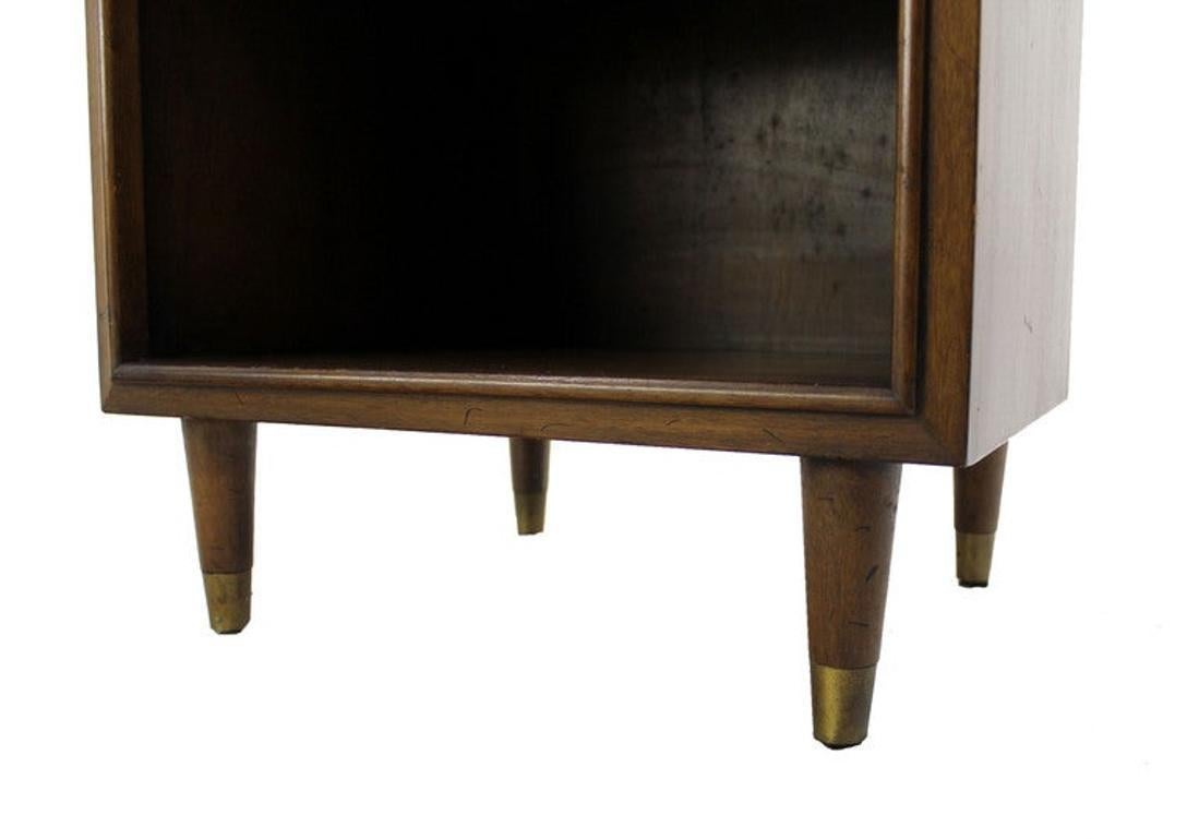 American Pair Johnson One Drawer Espresso Mid Century Modern Walnut Night Stand End Table For Sale