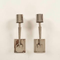 Paire d'appliques à flambeau en laiton nickelé Hammer Jonathan Browning