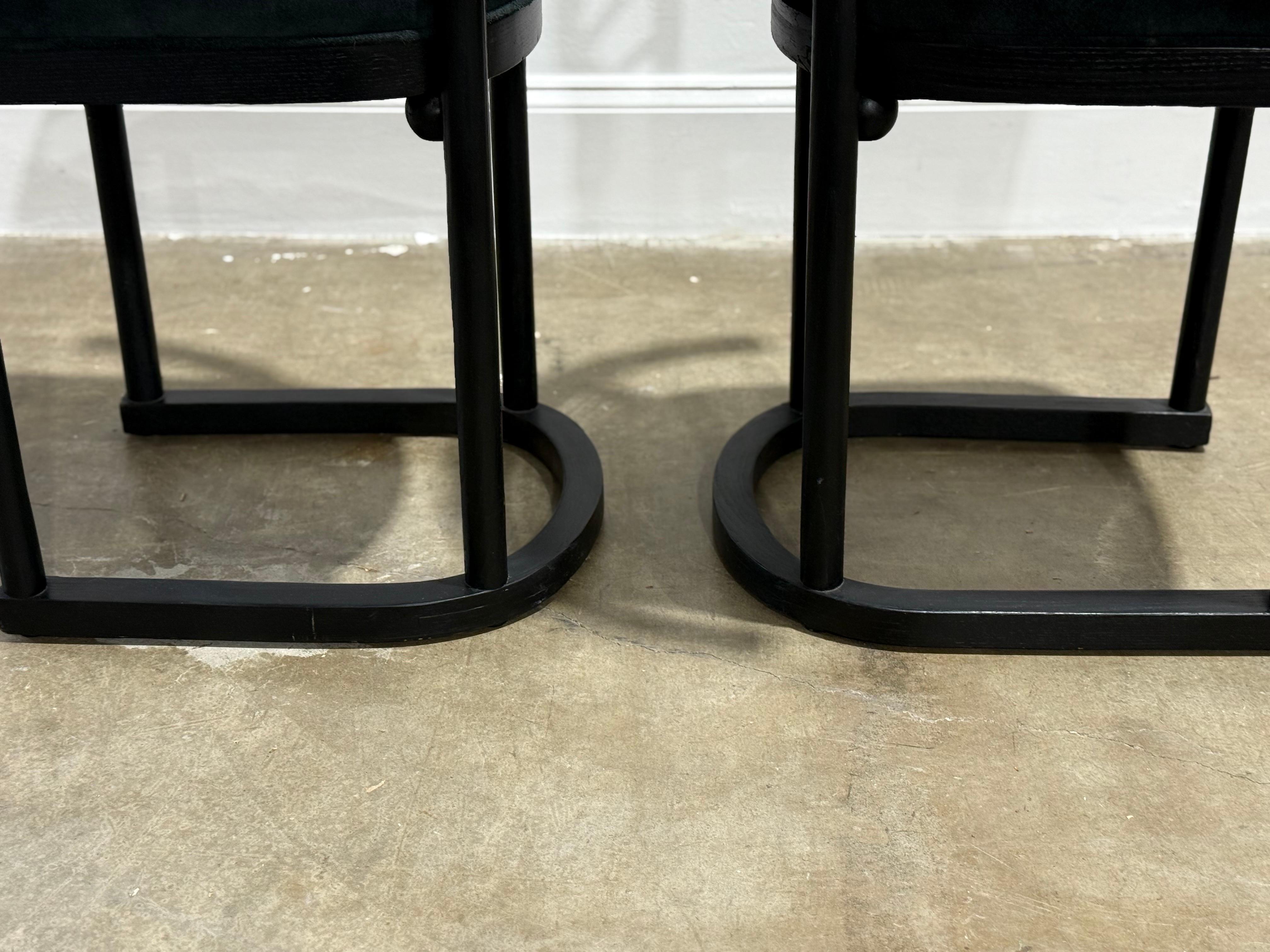 PAIR Josef Hoffman Fledermaus Chairs - Cafe Dining Chairs - Forest Green Suede 5