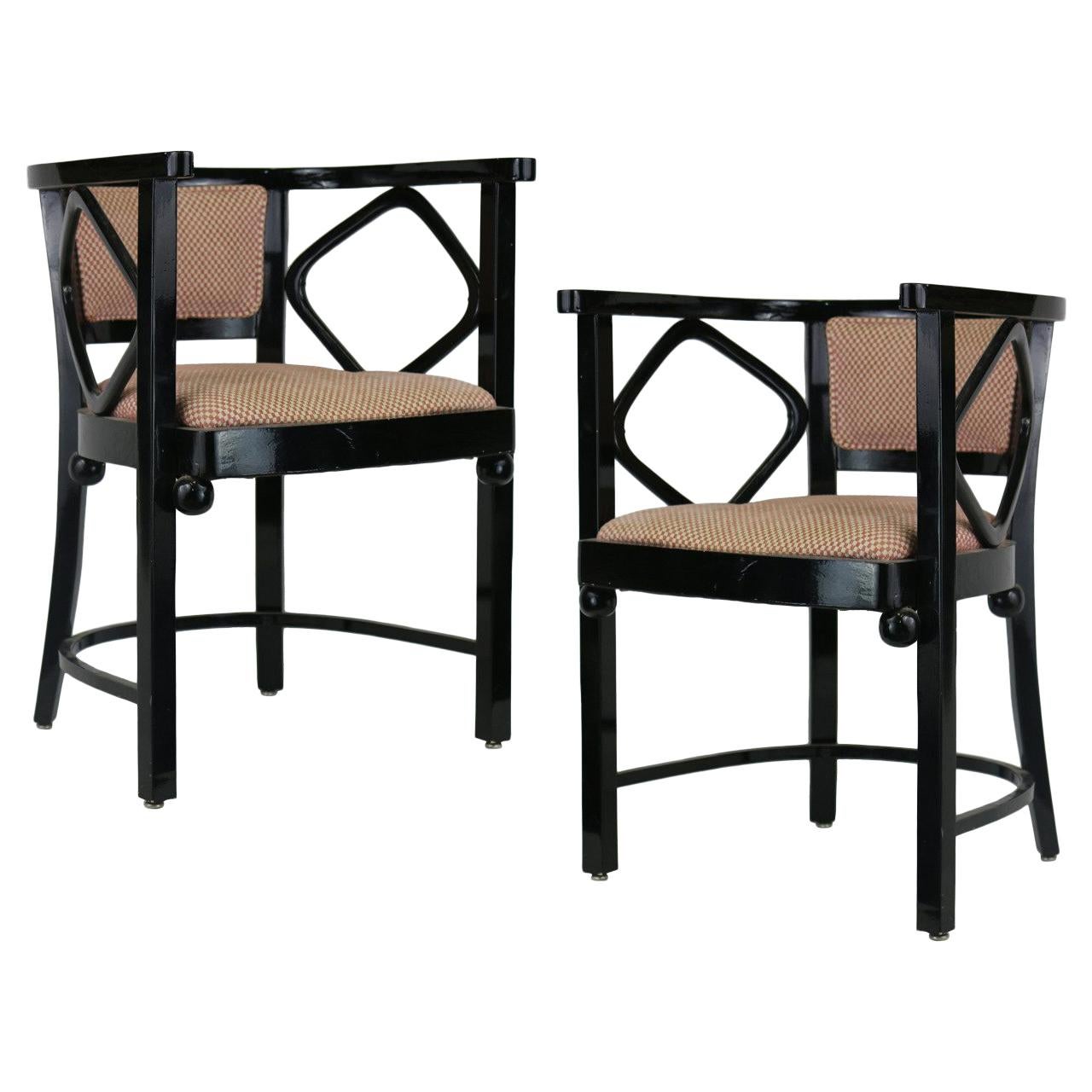 Pair of Josef Hoffmann Fledermaus Style Chairs, 1960s For Sale