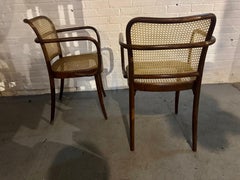 Pair Josef Hoffmann Prague 811 Bentwood Cane Armchairs /Thonet Czech
