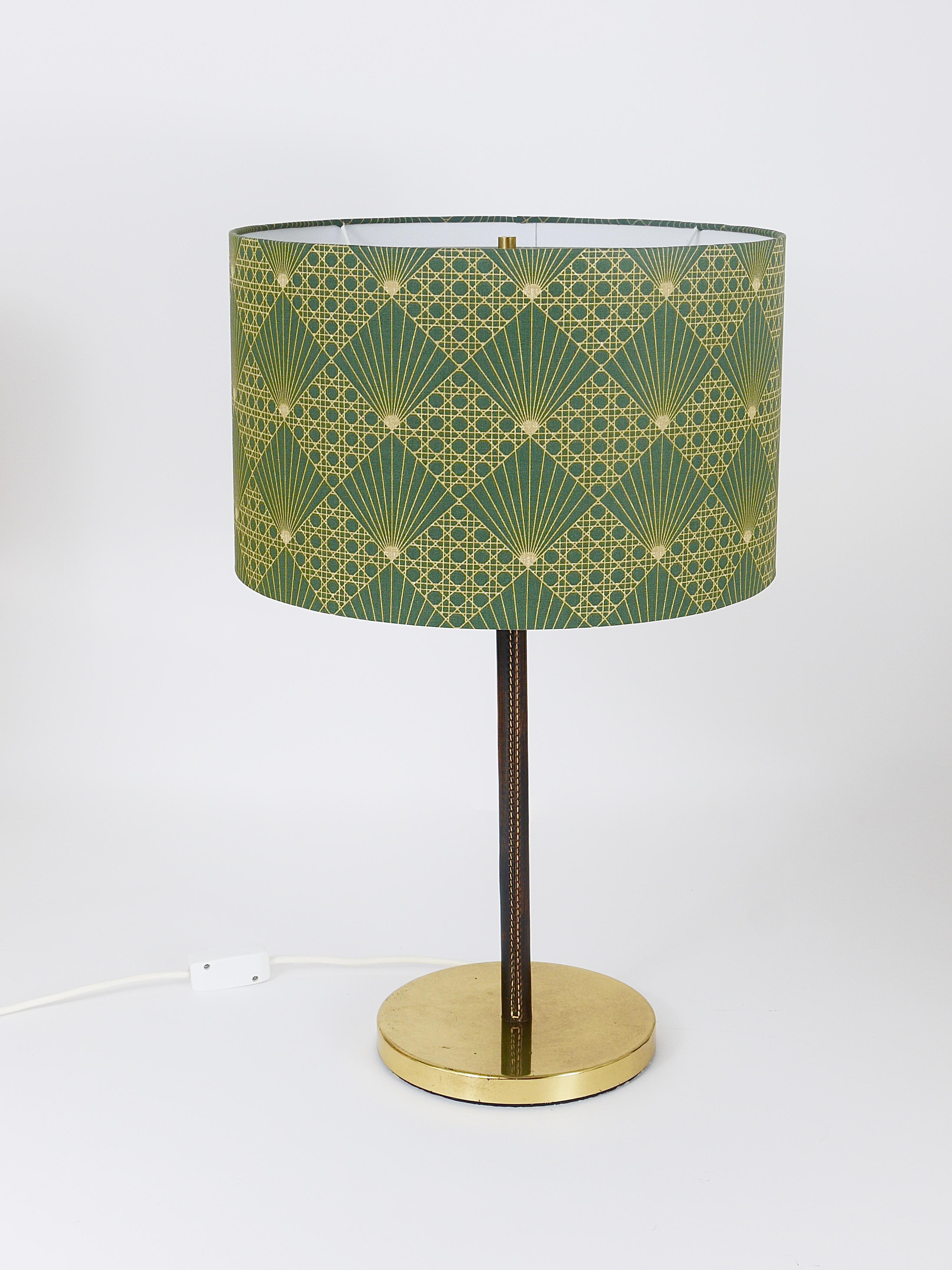 Pair J.T. Kalmar Brass & Leather Mid-Century Table or Side Lamps, Austria, 1960s For Sale 7