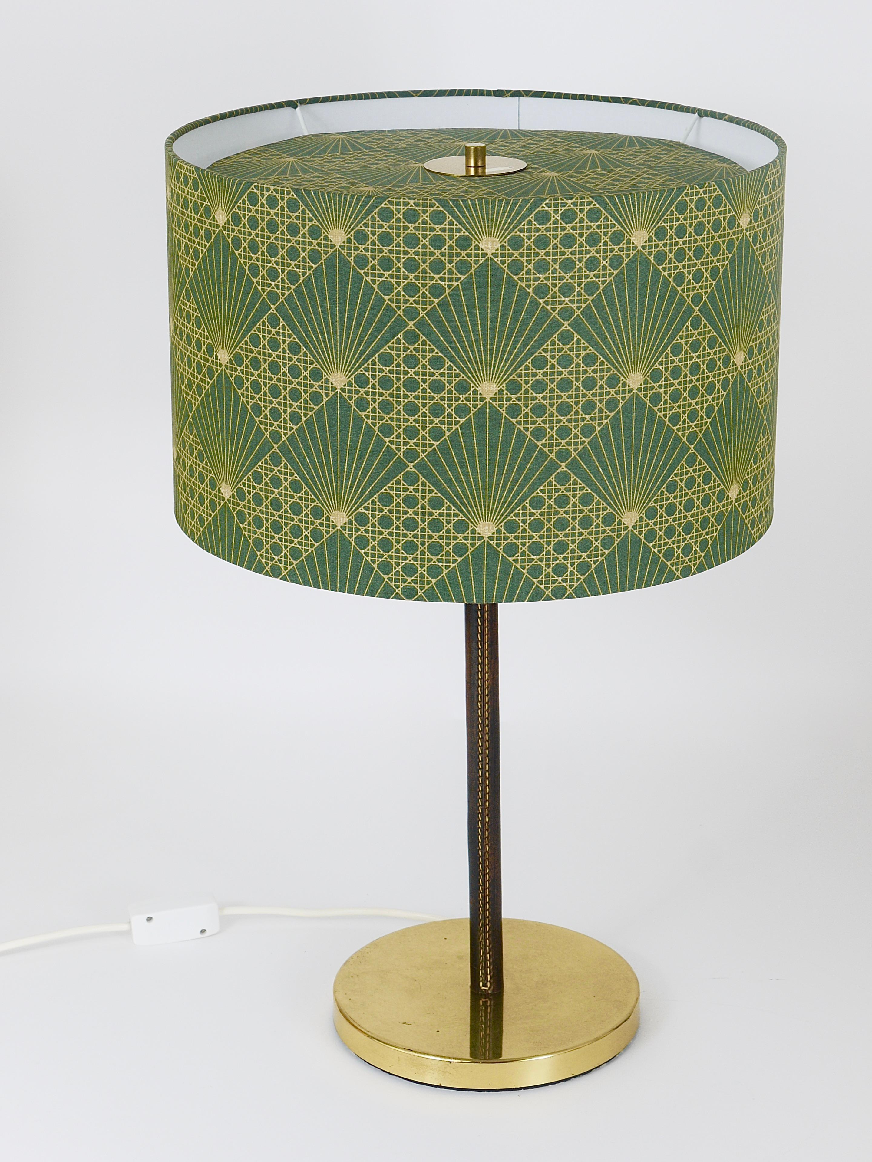 Pair J.T. Kalmar Brass & Leather Mid-Century Table or Side Lamps, Austria, 1960s For Sale 9