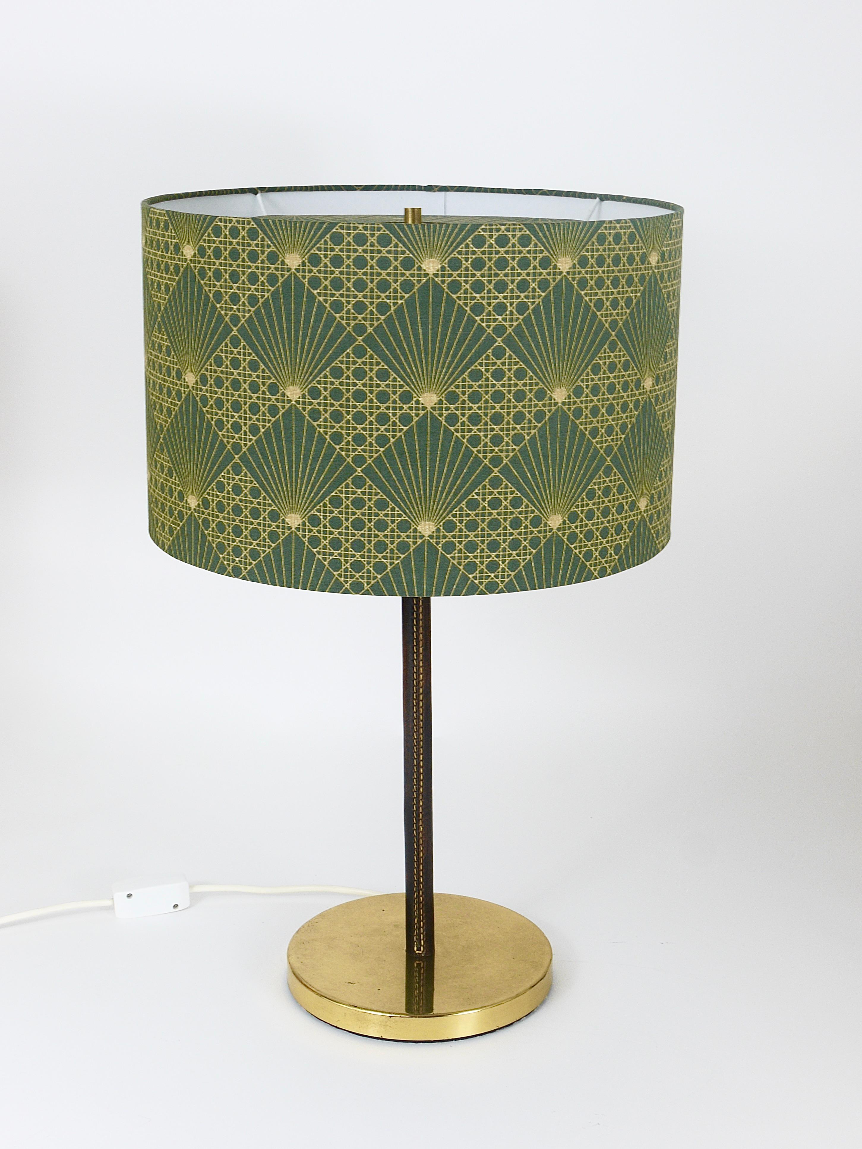Pair J.T. Kalmar Brass & Leather Mid-Century Table or Side Lamps, Austria, 1960s For Sale 10