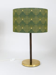 Pair J.T. Kalmar Brass & Leather Mid-Century Table or Side Lamps, Austria, 1960s