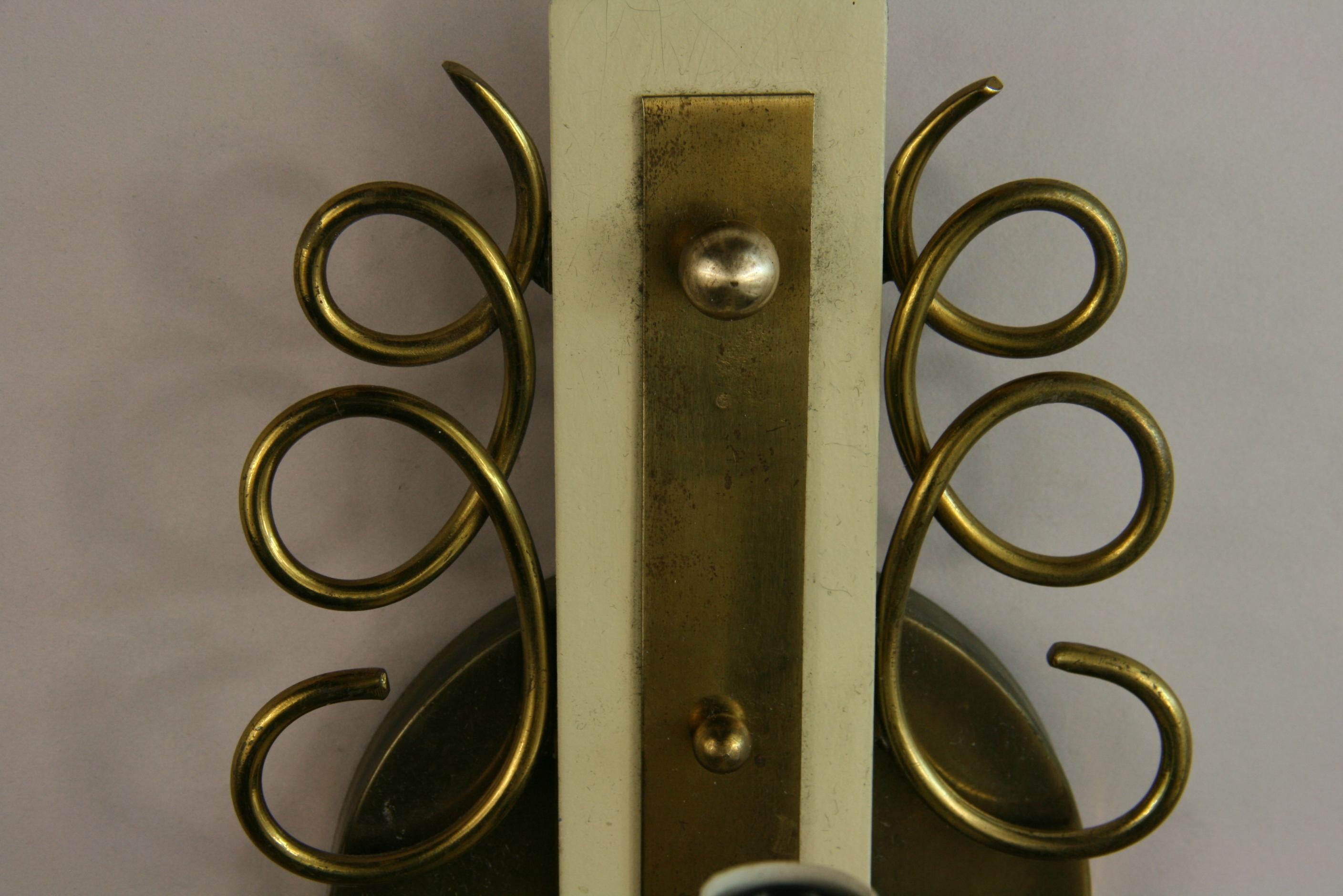 French Pair of Jules Leleu Brass Sconces For Sale 2