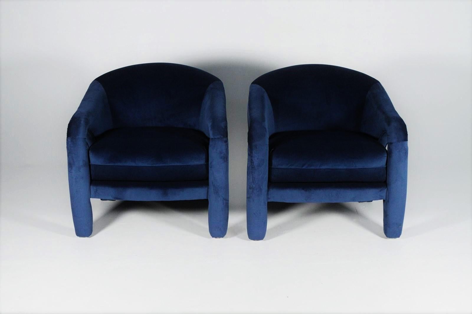 blue velvet lounge chair