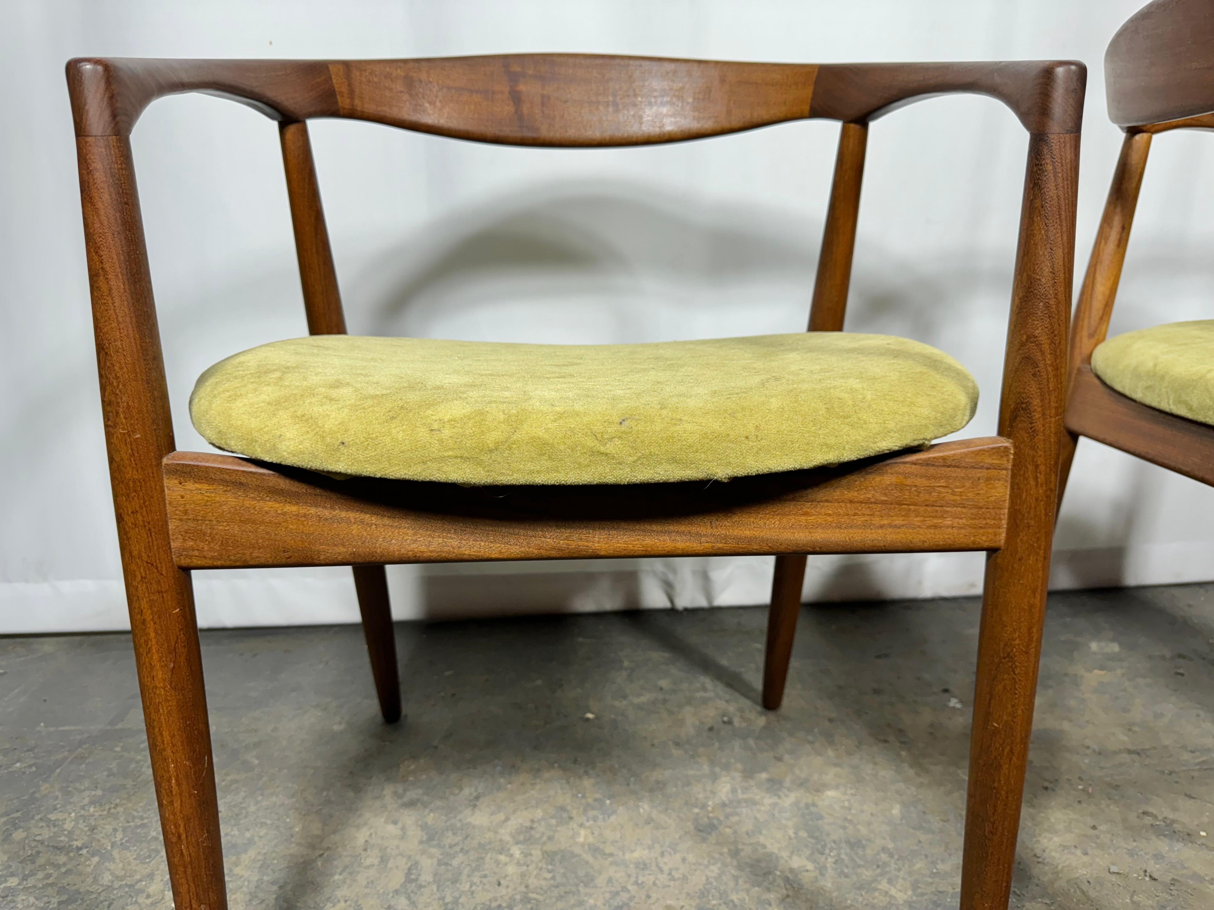 Scandinavian Modern Pair Kai Kristiansen Leather Troja Armchairs, c1960 / Denmark