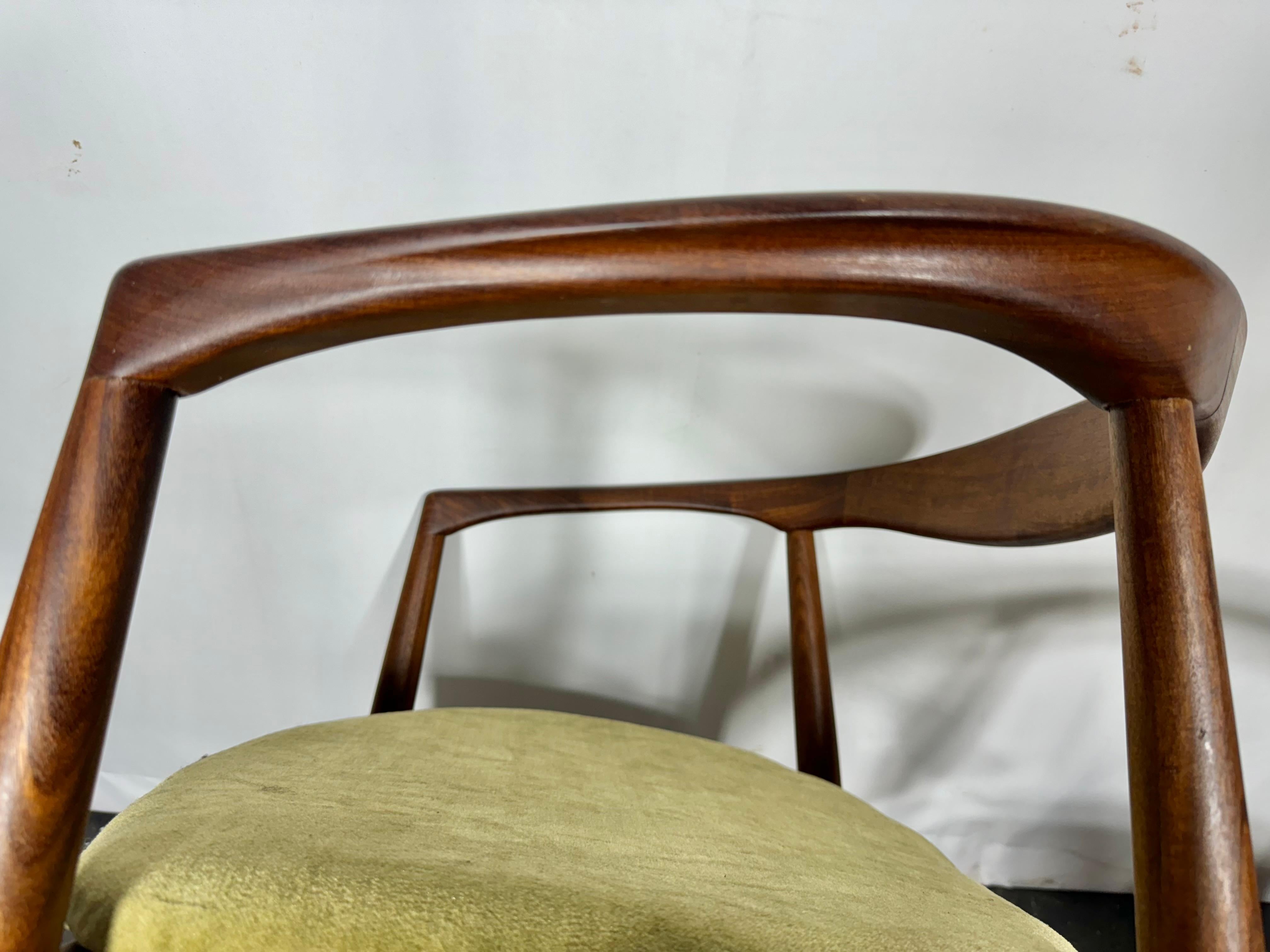 Pair Kai Kristiansen Leather Troja Armchairs, c1960 / Denmark In Good Condition In Buffalo, NY