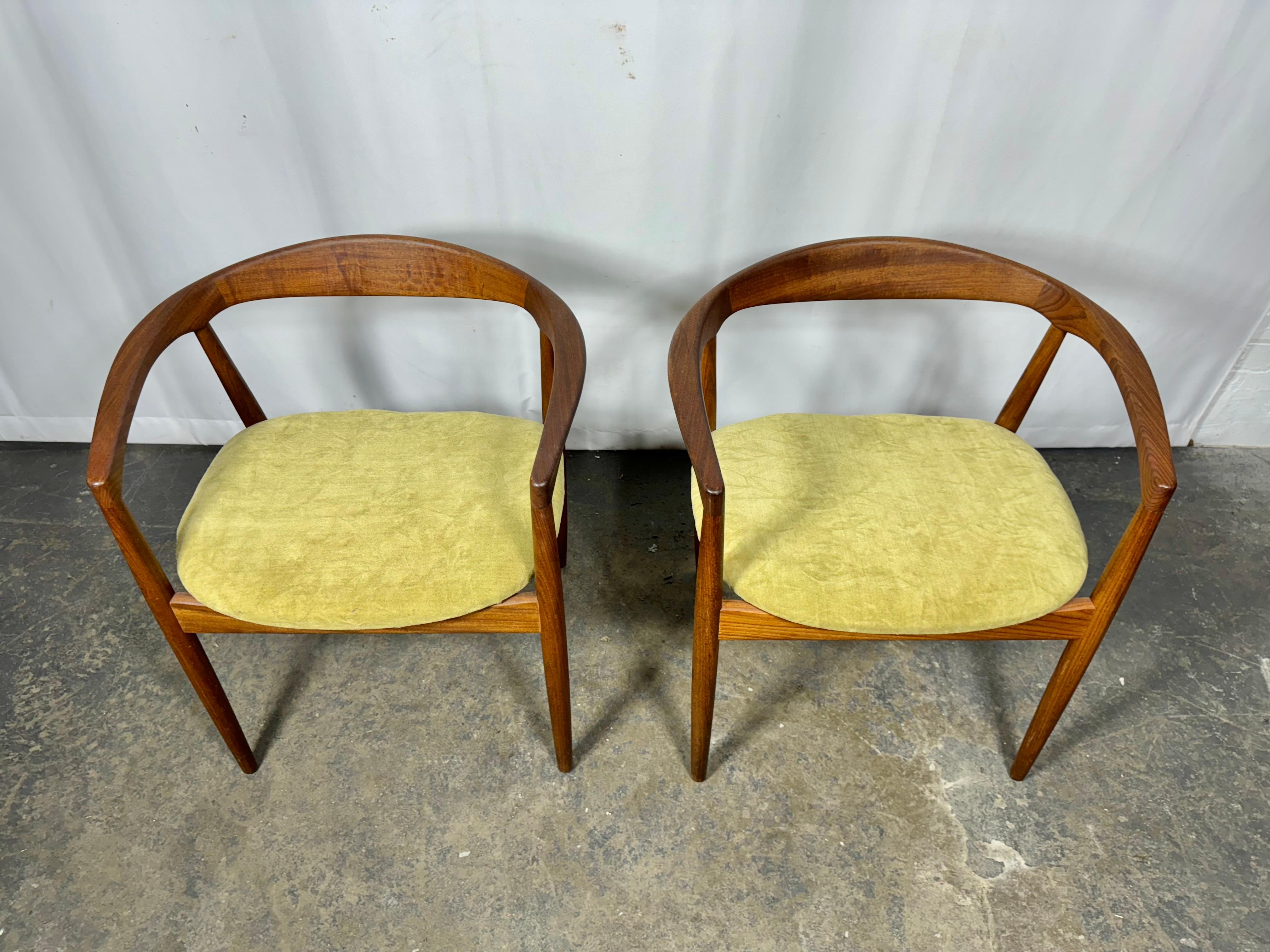 Mid-20th Century Pair Kai Kristiansen Leather Troja Armchairs, c1960 / Denmark