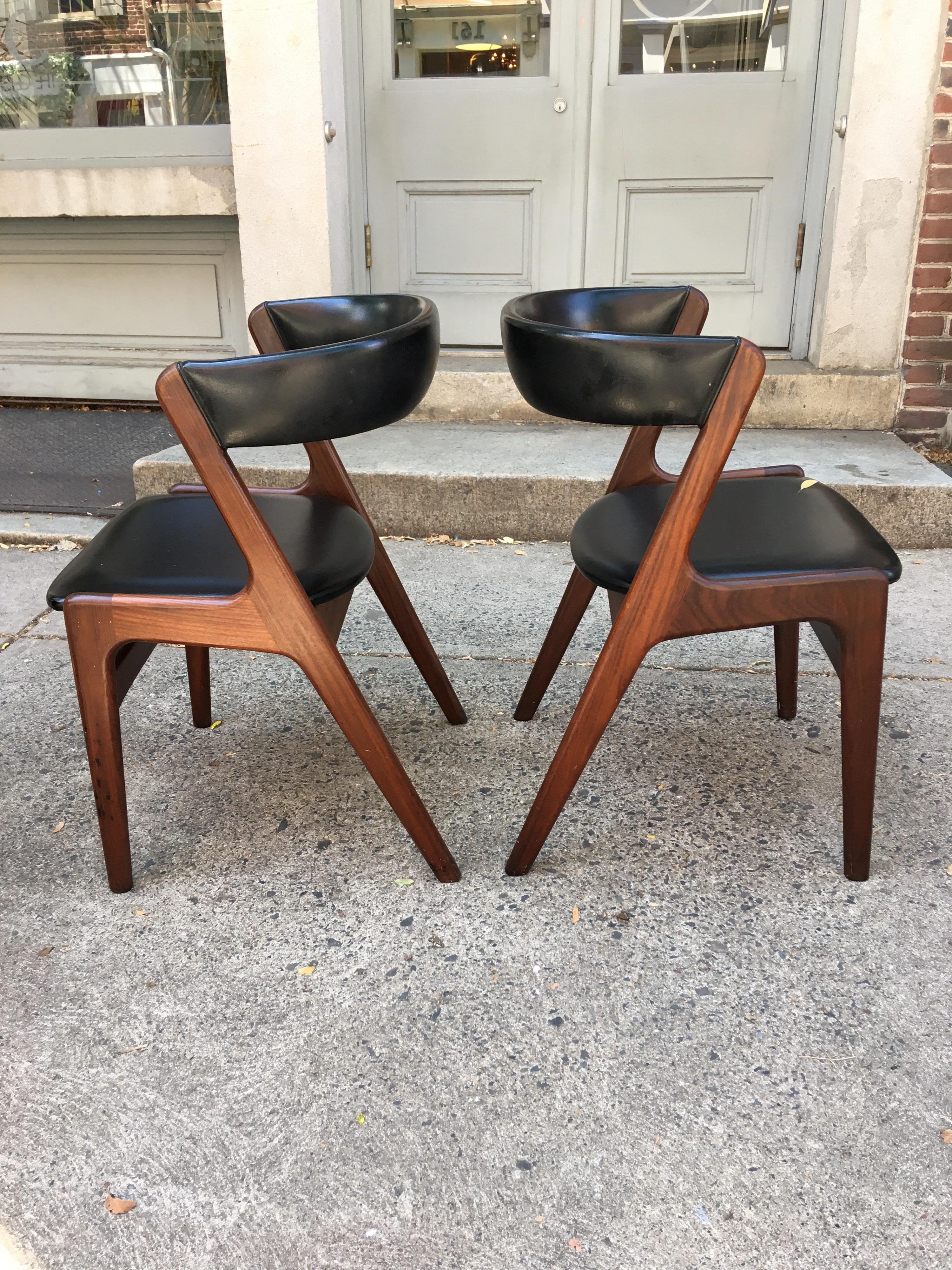 Danish Pair of Kai Kristiansen Style Teak Chairs