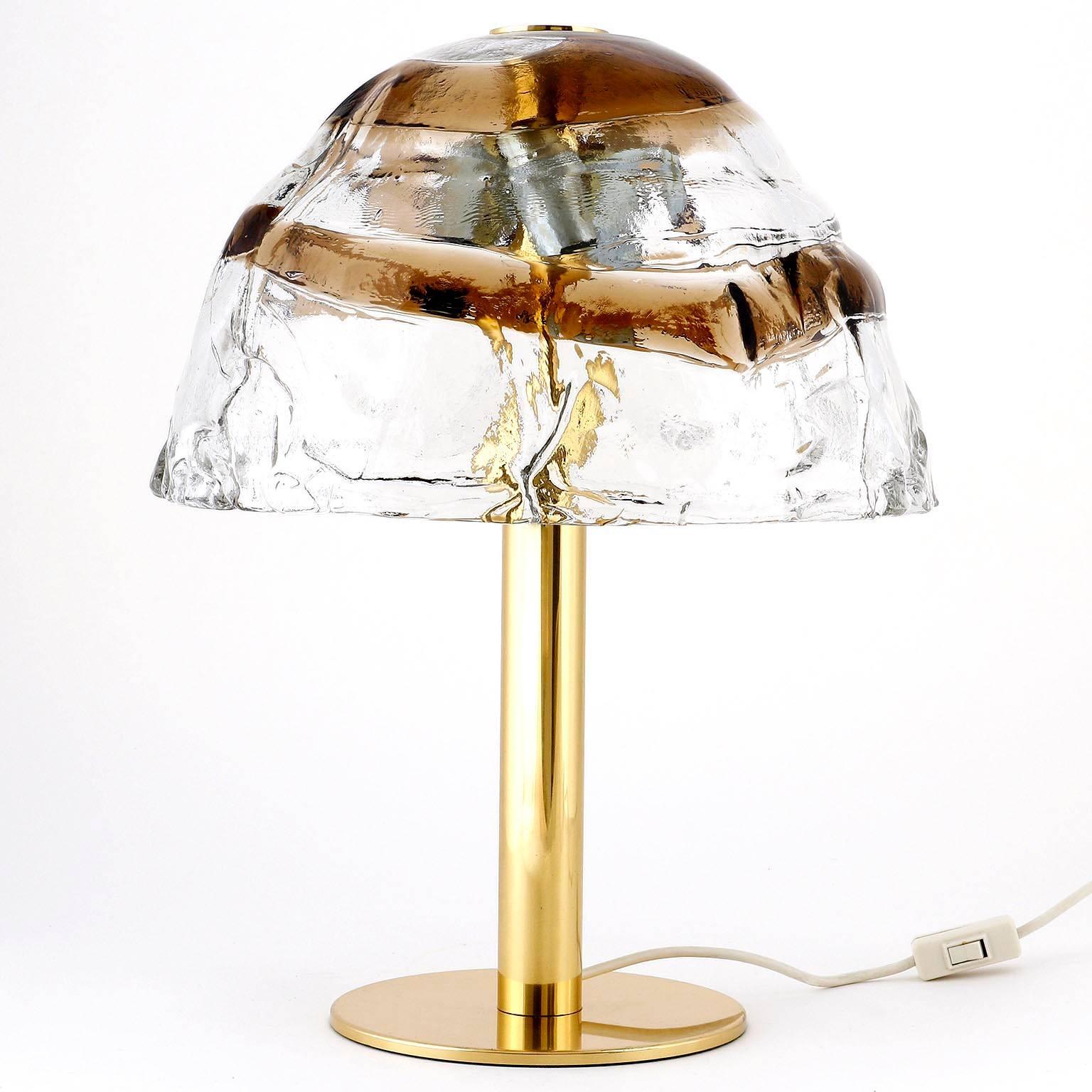 Mid-Century Modern Pair of Kalmar Table Lamps, Brass and Murano Glass, 1970