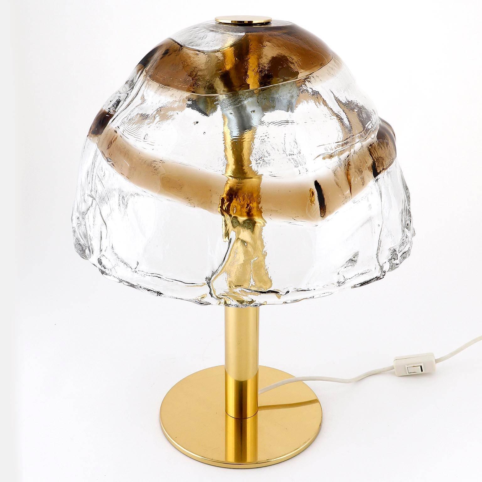 Austrian Pair of Kalmar Table Lamps, Brass and Murano Glass, 1970
