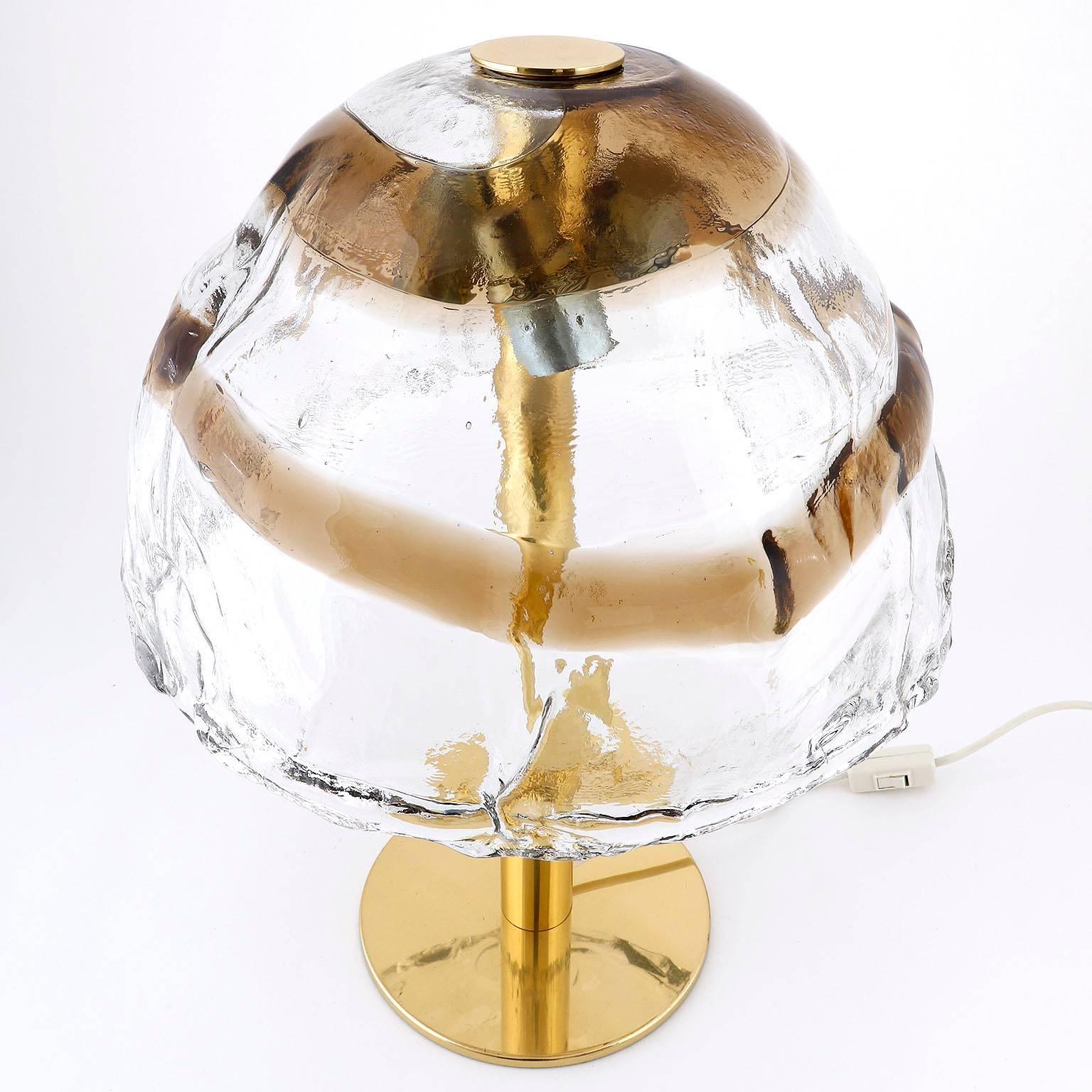 Pair of Kalmar Table Lamps, Brass and Murano Glass, 1970 In Excellent Condition In Hausmannstätten, AT