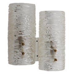 Pair of Kalmar Textured Glass Sconces Wall Lights, circa 1960