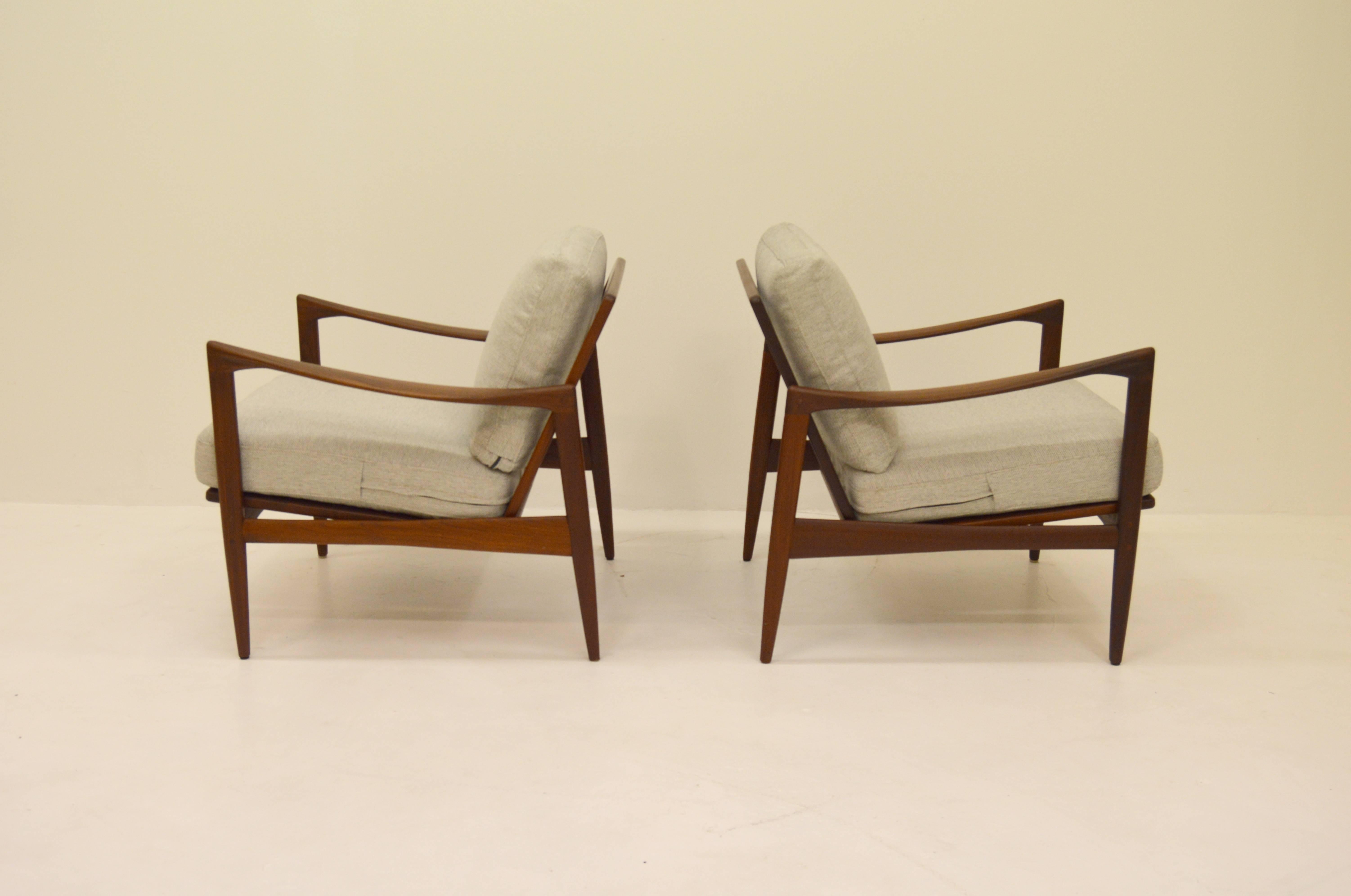 Scandinavian Modern Pair Kandiaten Easy Chairs by Ib Kofod Larsen