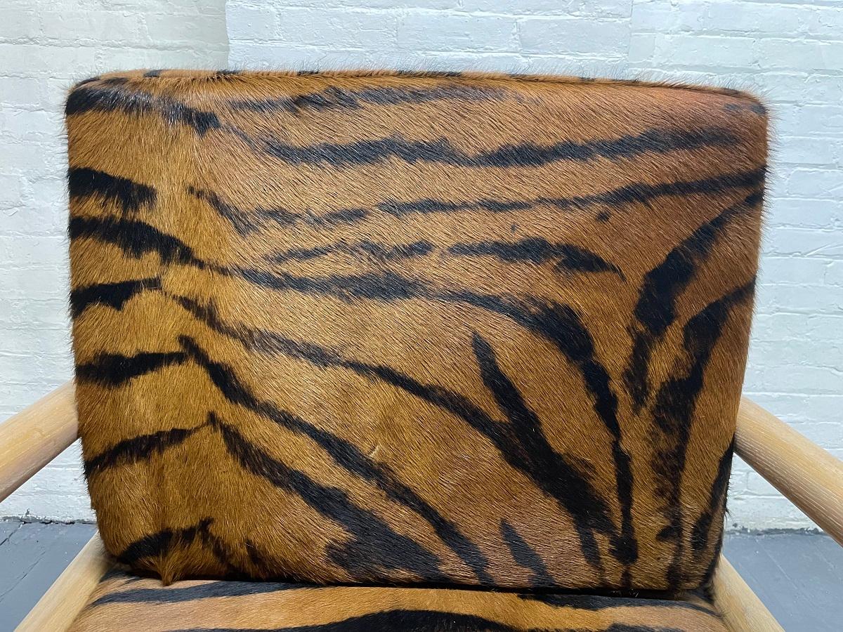 Pair Dowel Wood Lounge Chairs in Zebra Hide For Sale 3