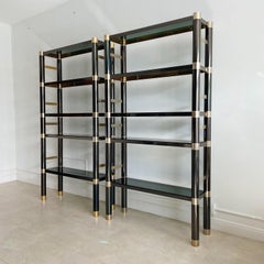 Pair Karl Springer Gunmetal Over Brass Etageres