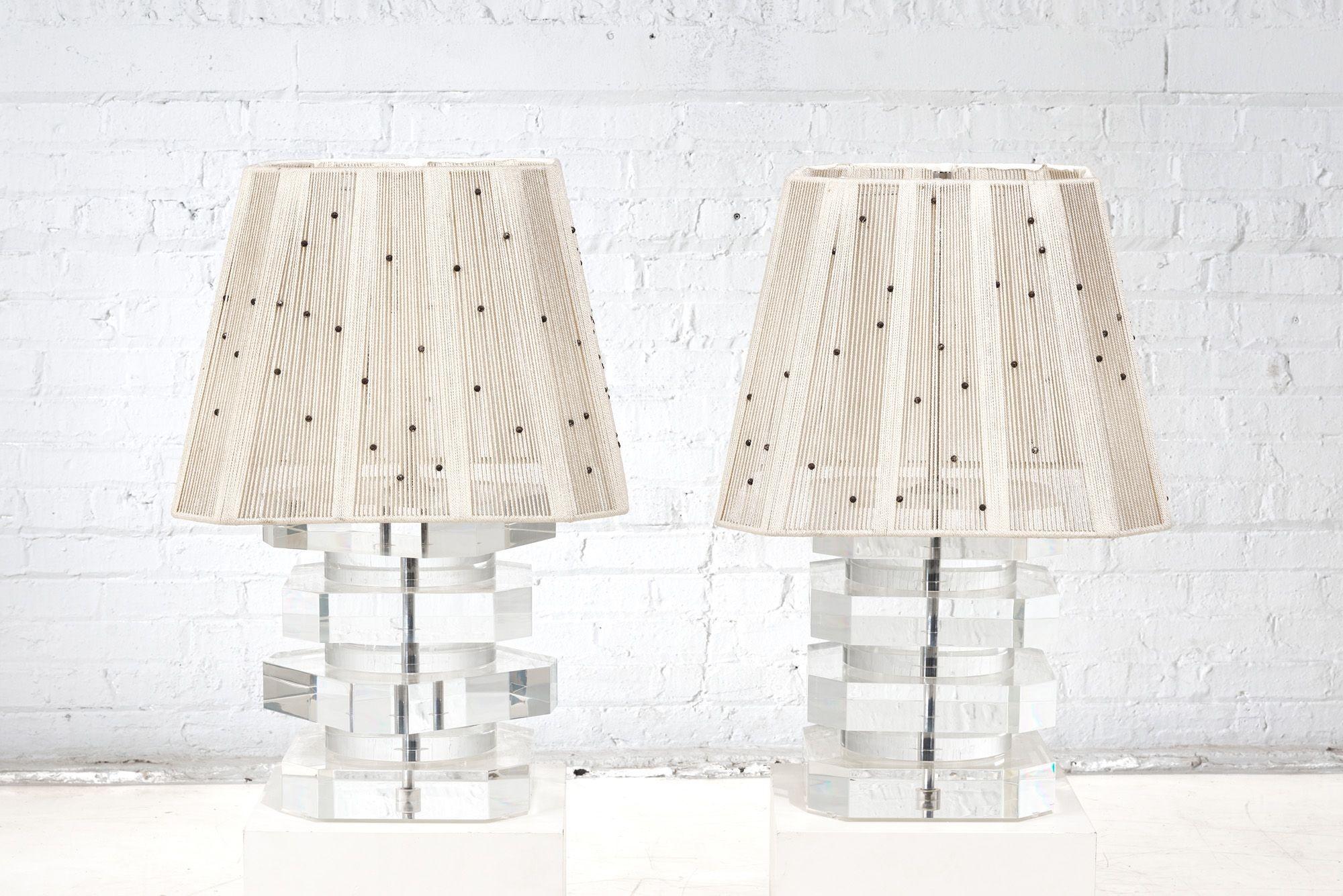 Pair Karl Springer Stacked Lucite Table Lamps, 1960 Shades included.
FREE SHIPPING ANYWHERE IN THE United States