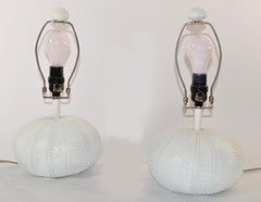 Pair Karl Springer Style Faux Textured Ceramic Table Lamps Mid-Century Modern
