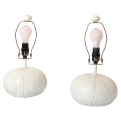 Pair Karl Springer Style Faux Textured Ceramic Table Lamps Mid-Century Modern