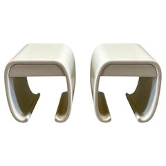 Paar Karl Springer Style Lackierte Rollennachttische, 1970