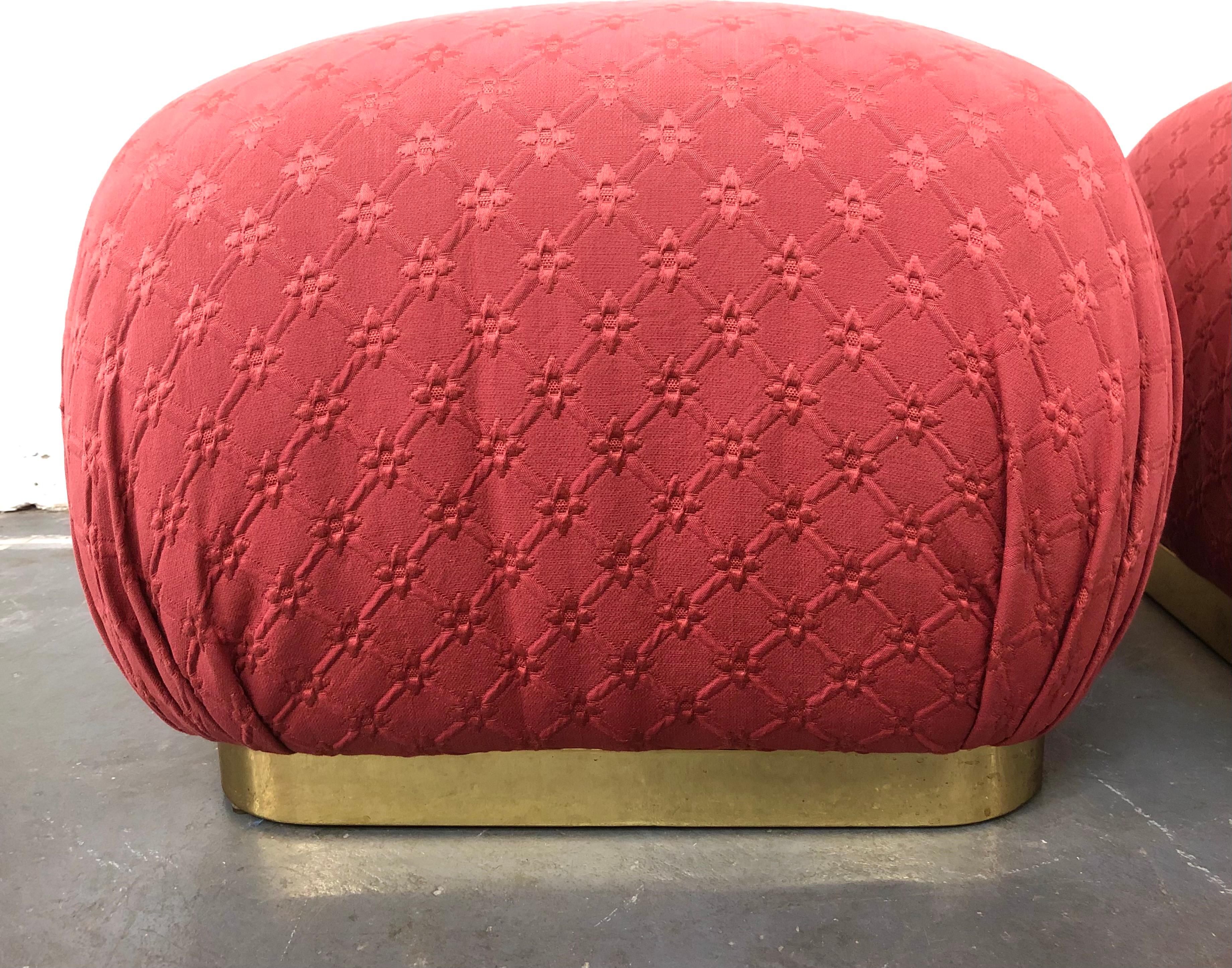 Pair Karl Springer Style 'Souffle' Ottoman Poufs In Good Condition For Sale In Brooklyn, NY