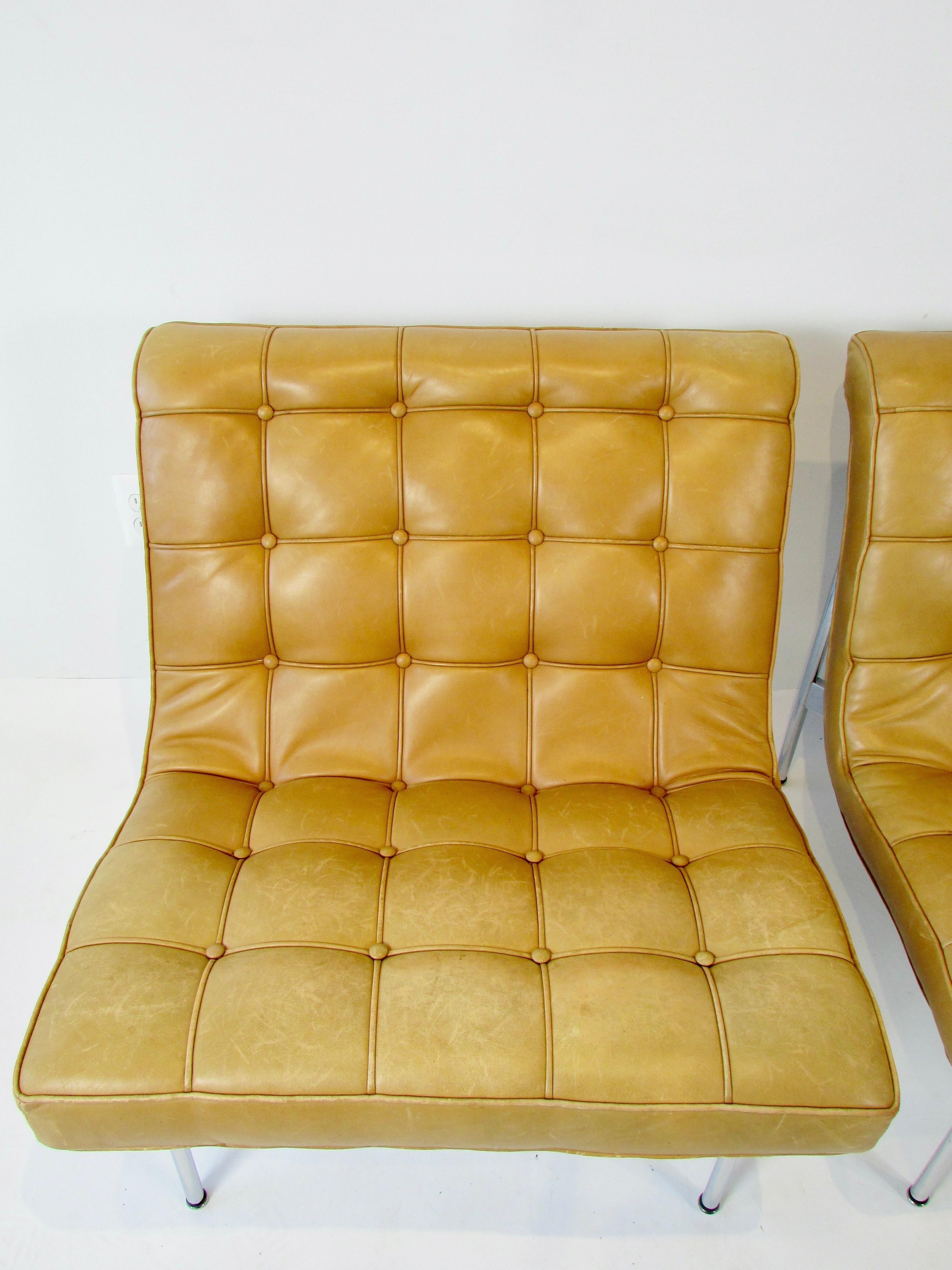 Pair Katavolos Littell Kelley for Laverne button tufted leather lounge chairs  For Sale 12