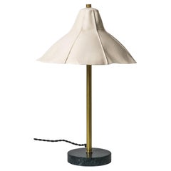 Pair, Kawa Series Table Lamp 03, Organic White Porcelain, Green Marble Base