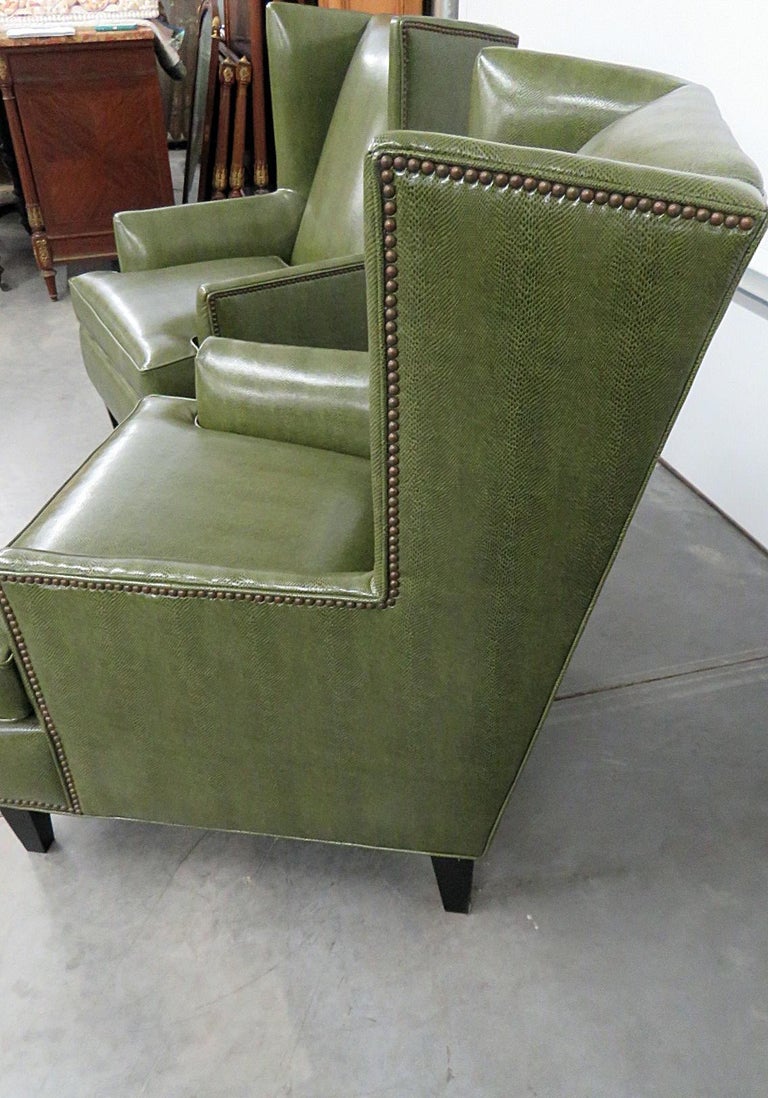 Pair of Kellex Seating Modern Wingback Chairs For Sale at 1stDibs