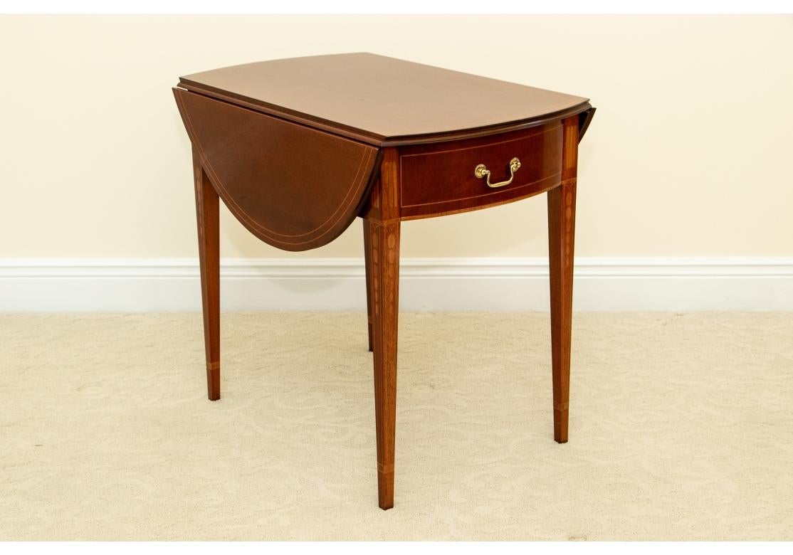 Pair Kindel Winterthur Collection Mahogany Inlaid Pembroke Tables For Sale 3