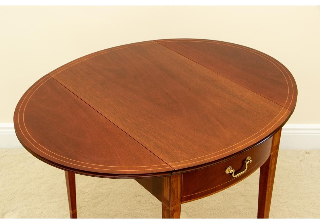 Pair Kindel Winterthur Collection Mahogany Inlaid Pembroke Tables For Sale 6
