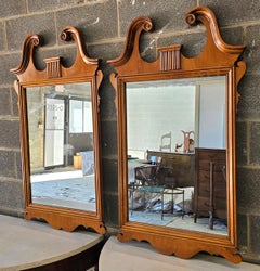 Pair Kling Factories Chippendale Maple Scroll Ears Wall Mirrors