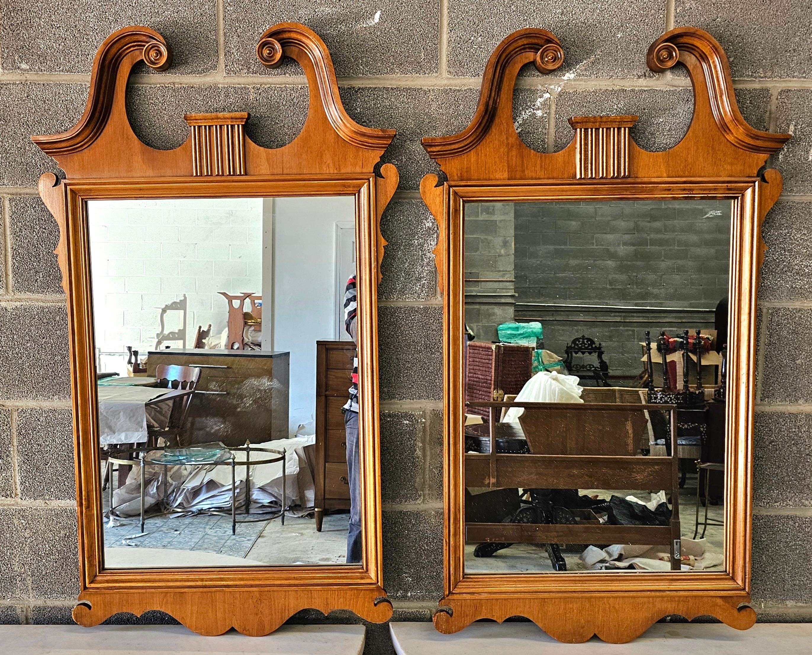 Other Pair Kling Factories Chippendale Maple Scroll Ears Wall Mirrors For Sale