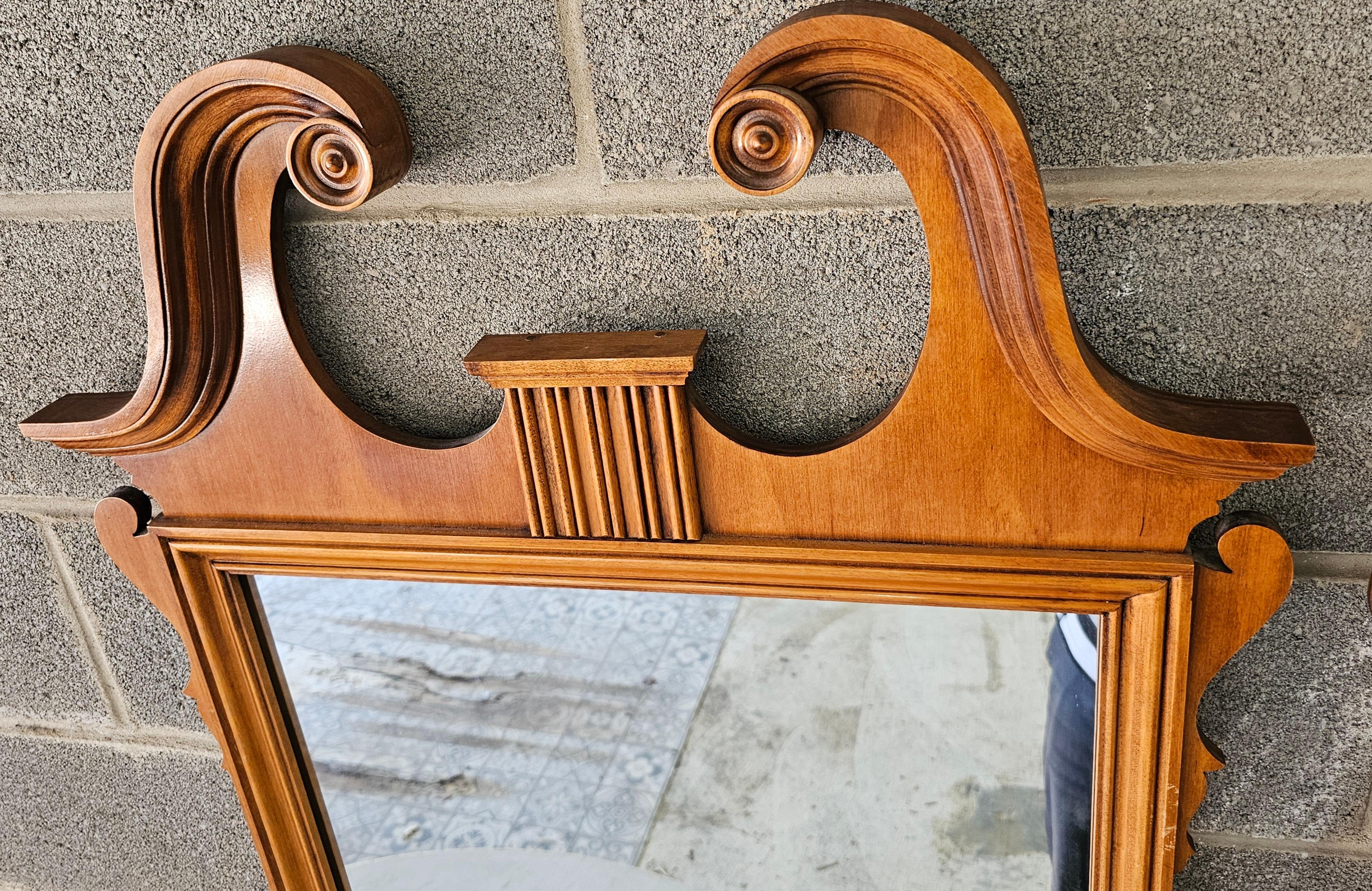 20th Century Pair Kling Factories Chippendale Maple Scroll Ears Wall Mirrors For Sale