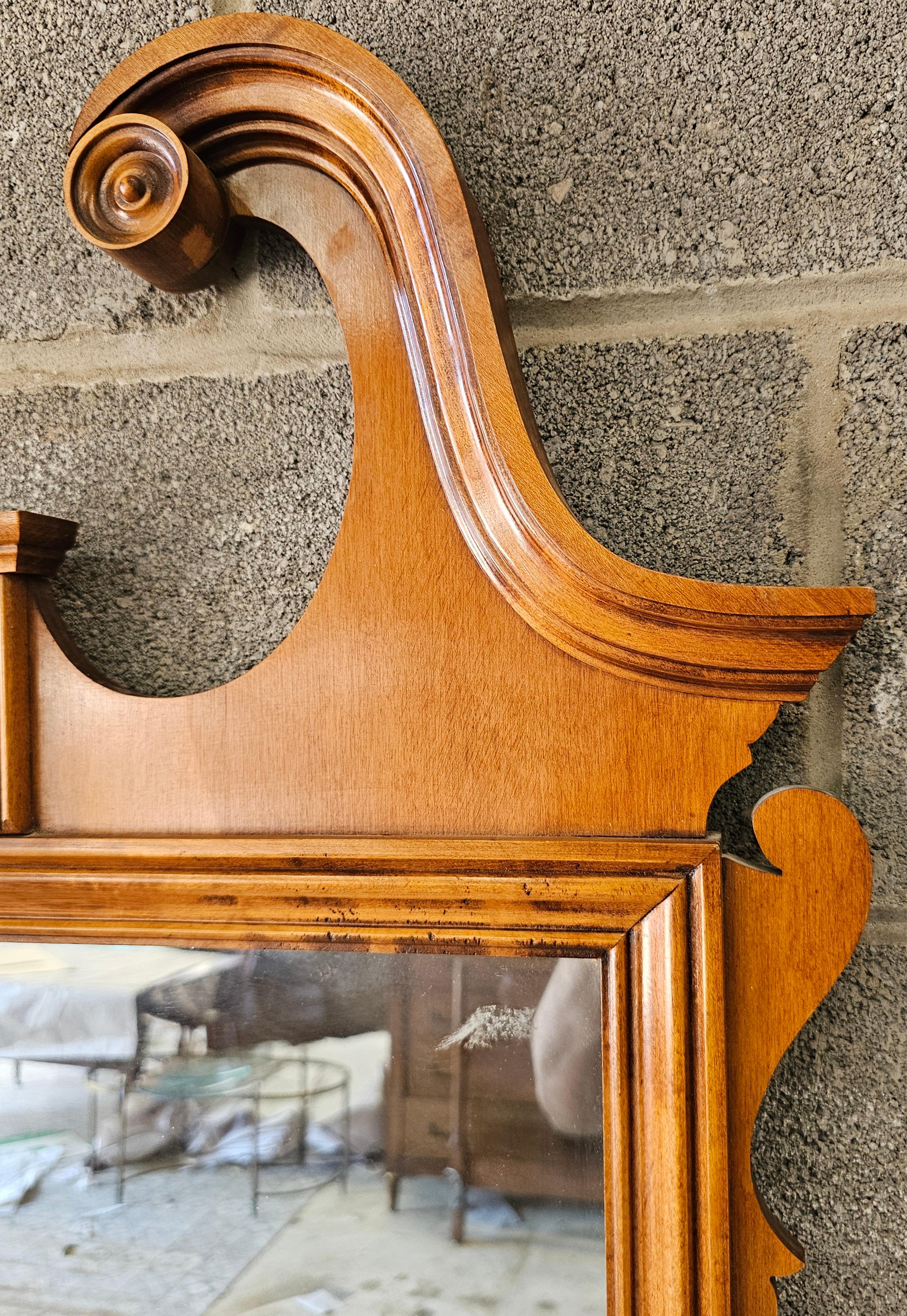 Pair Kling Factories Chippendale Maple Scroll Ears Wall Mirrors For Sale 2