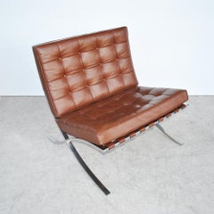 Pair of Knoll Barcelona Stainless Steel Lounge Chairs by Mies Van Der Rohe