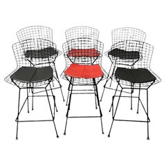 Pair Knoll Bertoia Barstools with Seat Pads (3 Pairs Available)