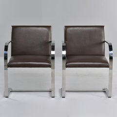 Pair of Knoll Bruno Flat Bar Chairs with Leather Upholstery