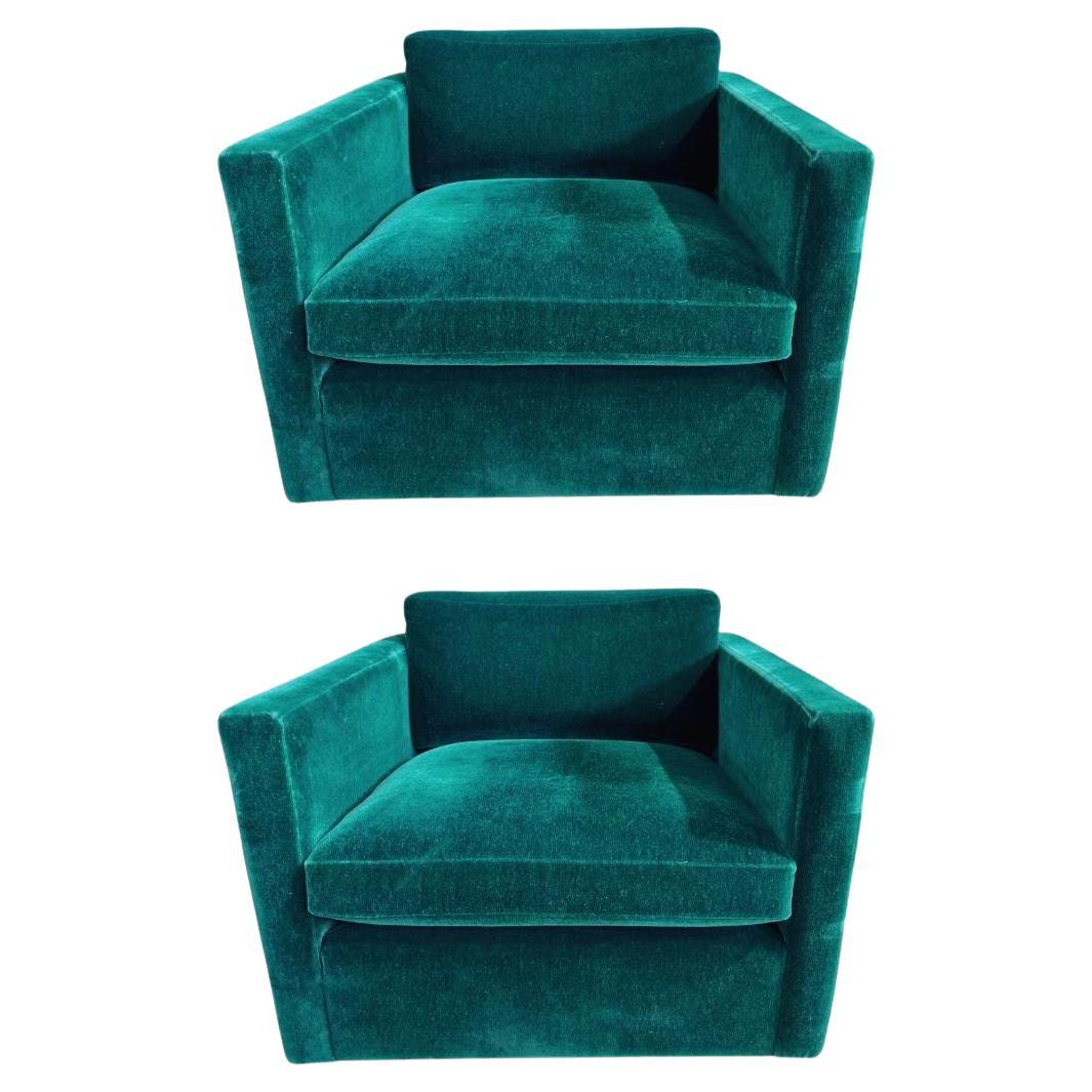 Pair Knoll Charles Pfister Mohair Lounge Chairs, 1980