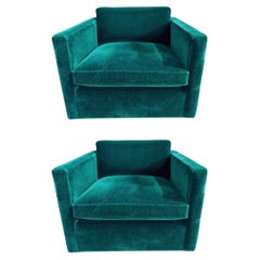 Pair Knoll Charles Pfister Mohair Lounge Chairs, 1980