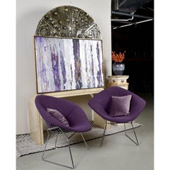 Pair Knoll Harry Bertoia Diamond Chairs with Full Cover Purple Pads