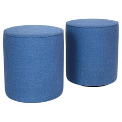 Pair KNOLL Unscripted Upholstered Swivel Stools Seat Cylinder by David Rockwell
