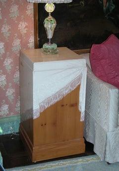 Pair Knotty Pine Square Pedestals with Custom Painted Scarf Designs