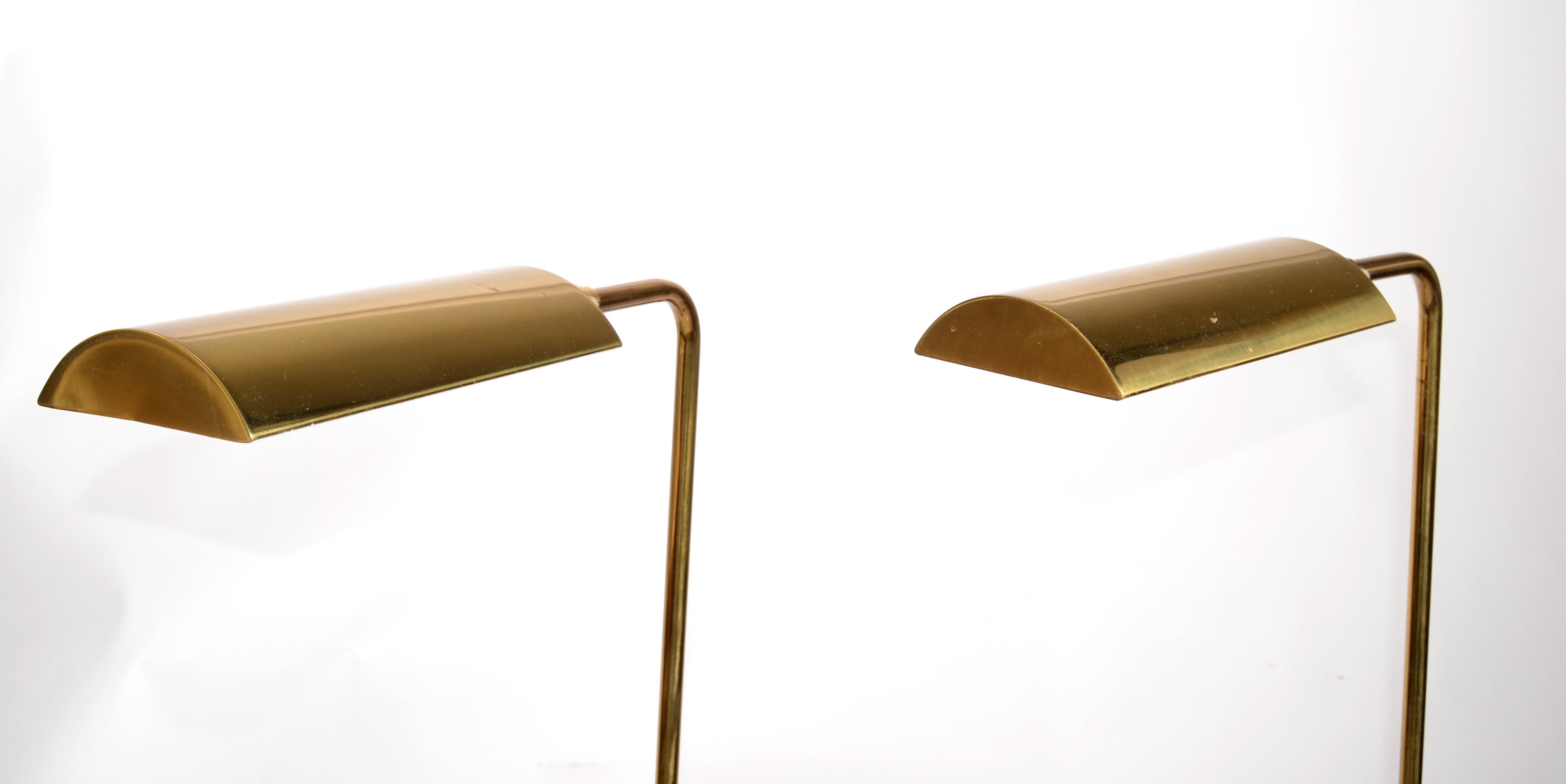 Pair Koch & Lowy Articulated Polished Brass Floor Lamps Mid-Century Modern 1965 For Sale 2
