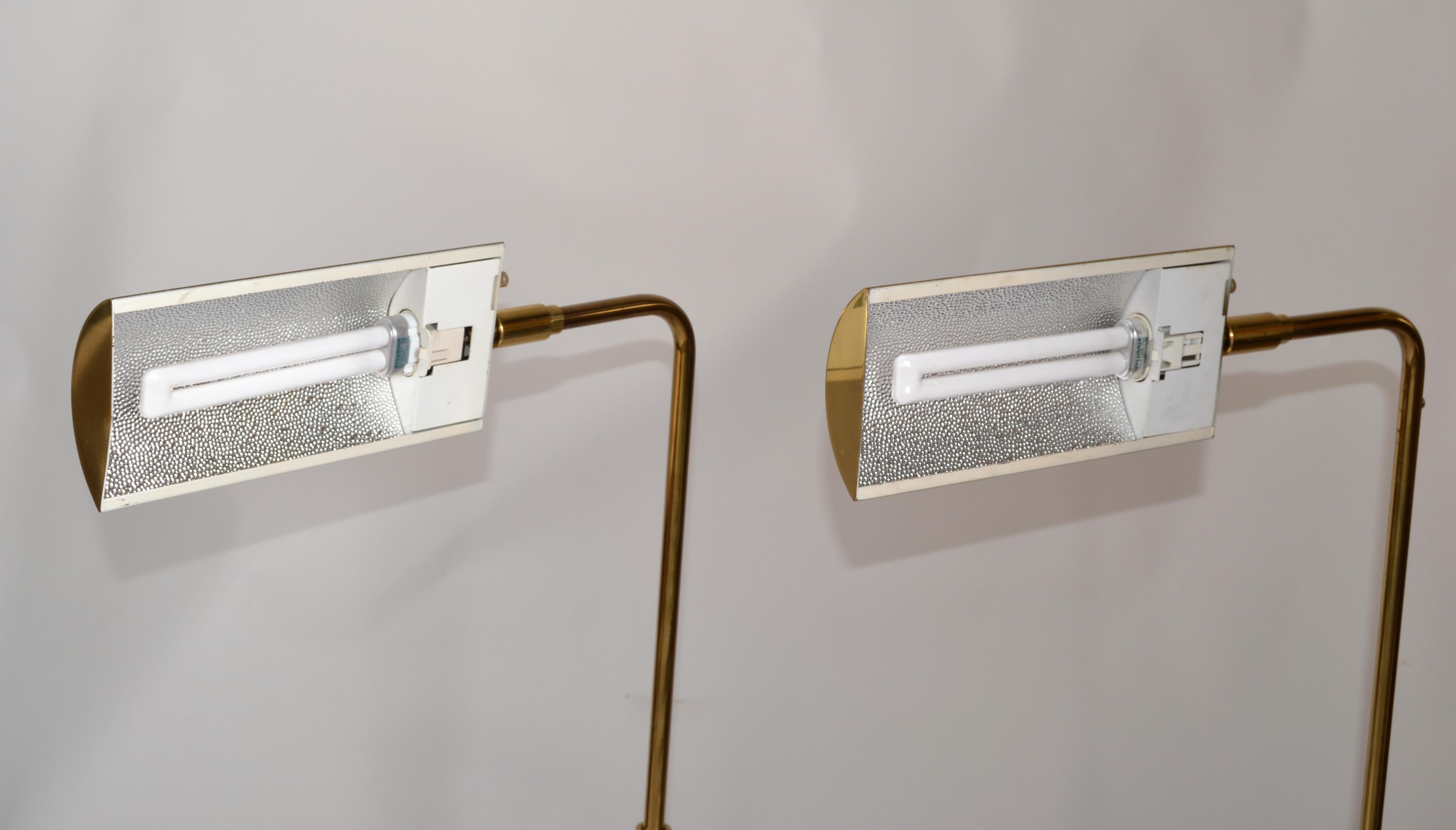 Pair Koch & Lowy Articulated Polished Brass Floor Lamps Mid-Century Modern 1965 For Sale 3