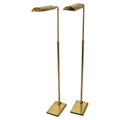 Vintage Pair Koch & Lowy Articulated Polished Brass Floor Lamps Mid-Century Modern 1965