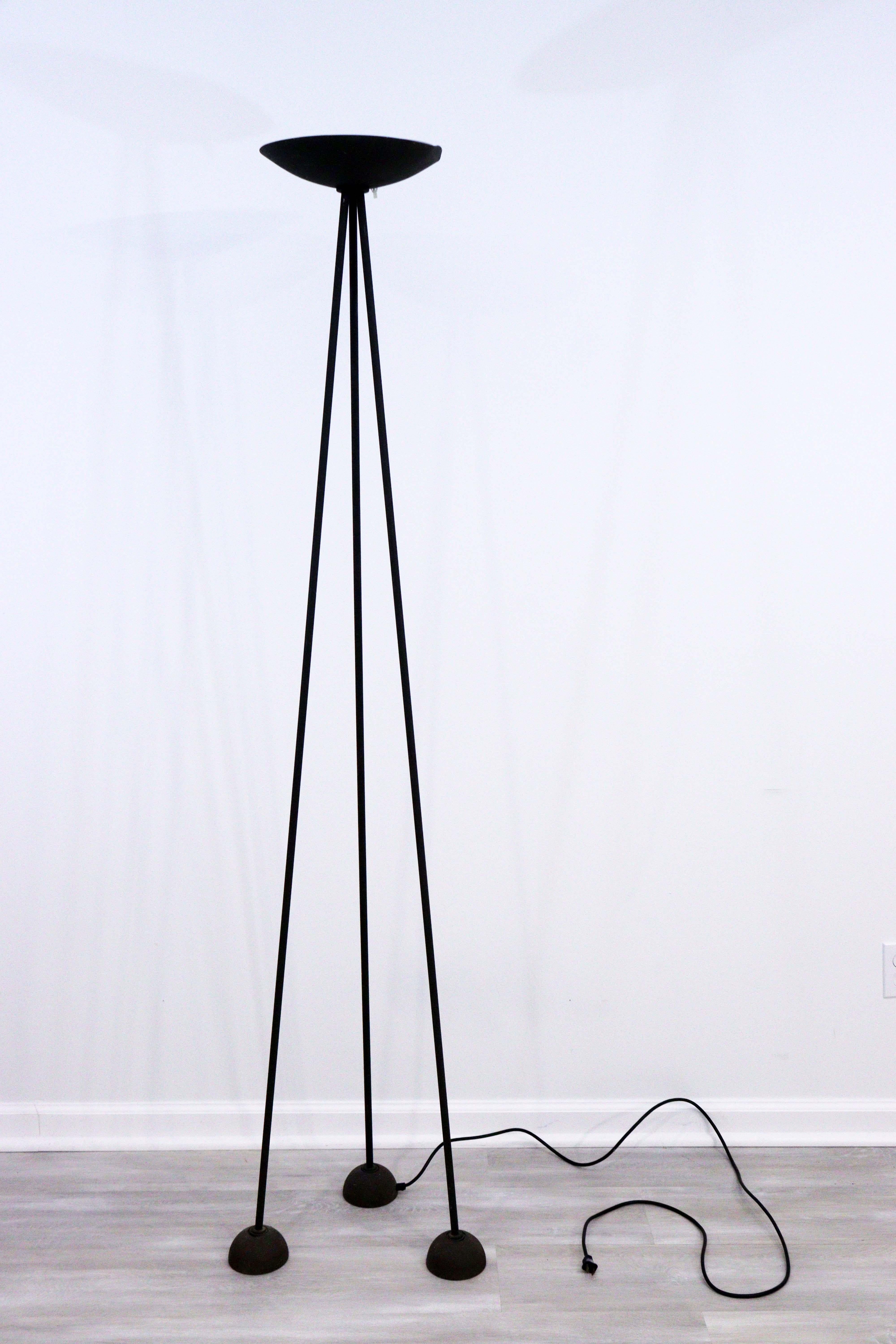 Late 20th Century Pair Koch & Lowy Tripod Torchiere Floor Lamps Post Modern Contemporary 1980