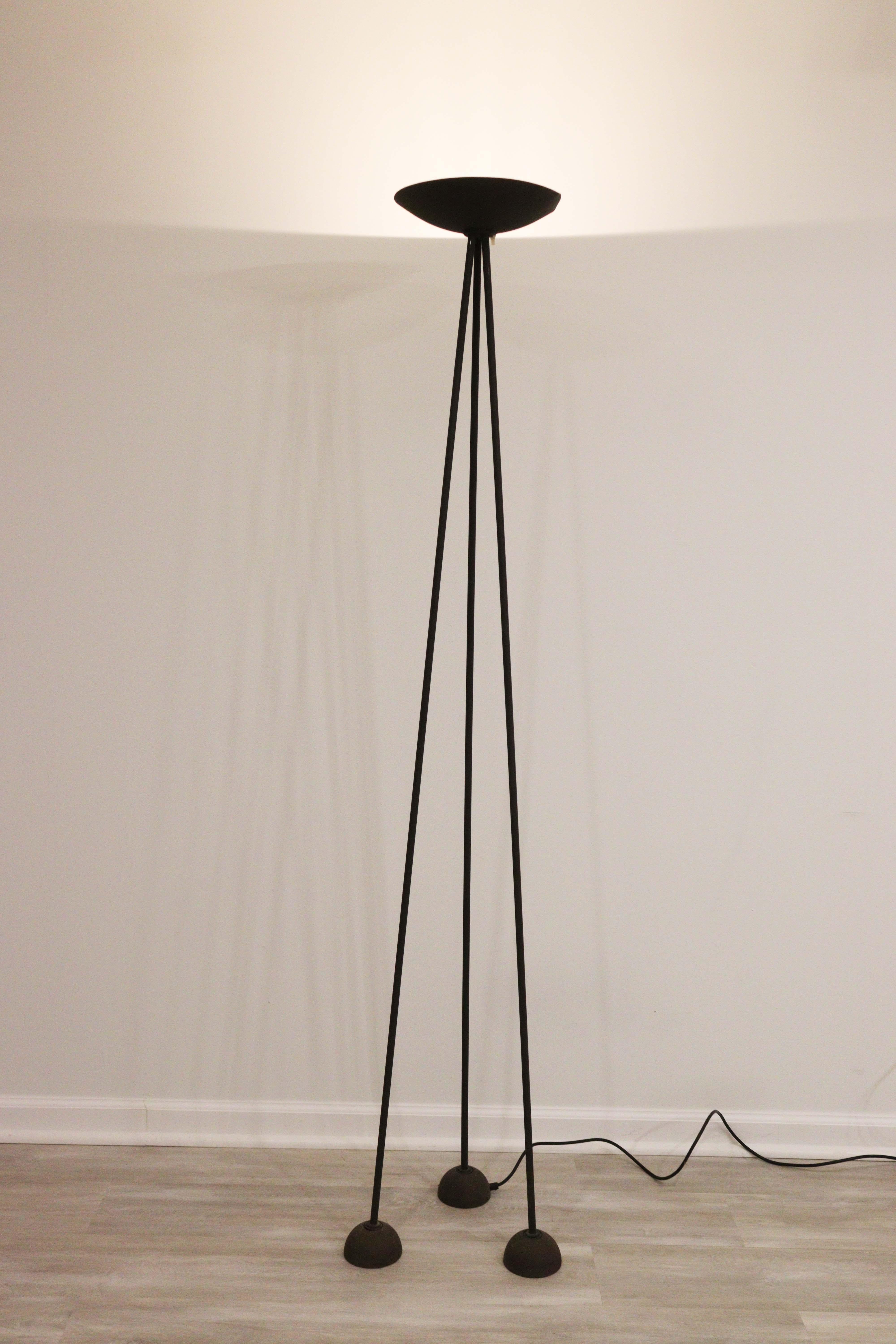 Pair Koch & Lowy Tripod Torchiere Floor Lamps Post Modern Contemporary 1980 1