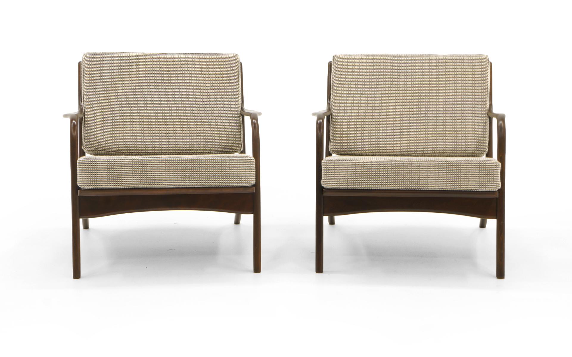 Scandinavian Modern Pair Kofod-Larsen Danish Modern Lounge Chairs, Restored. PRICE IS FOR THE PAIR.